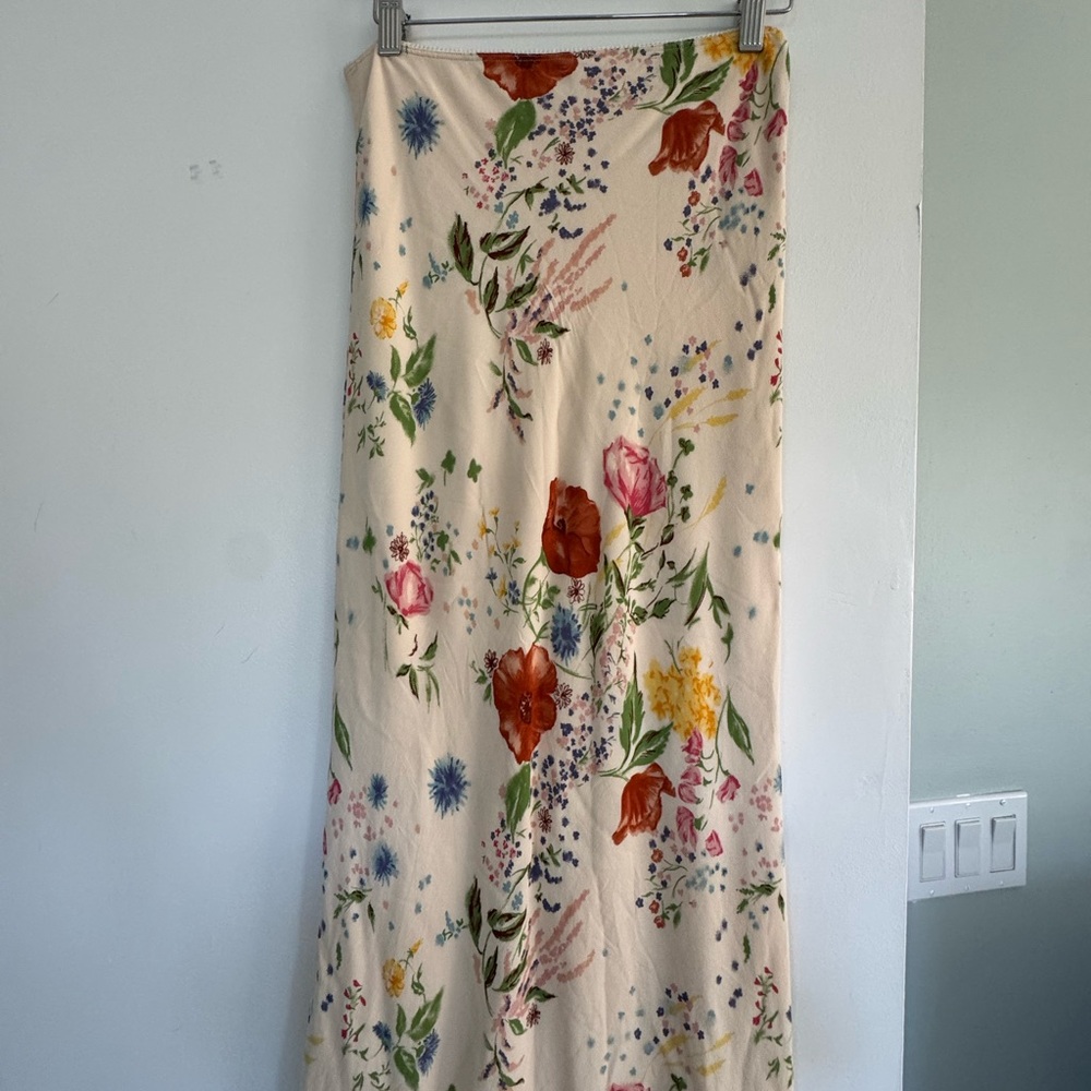 Reformation Layla printed crepe midi skirt